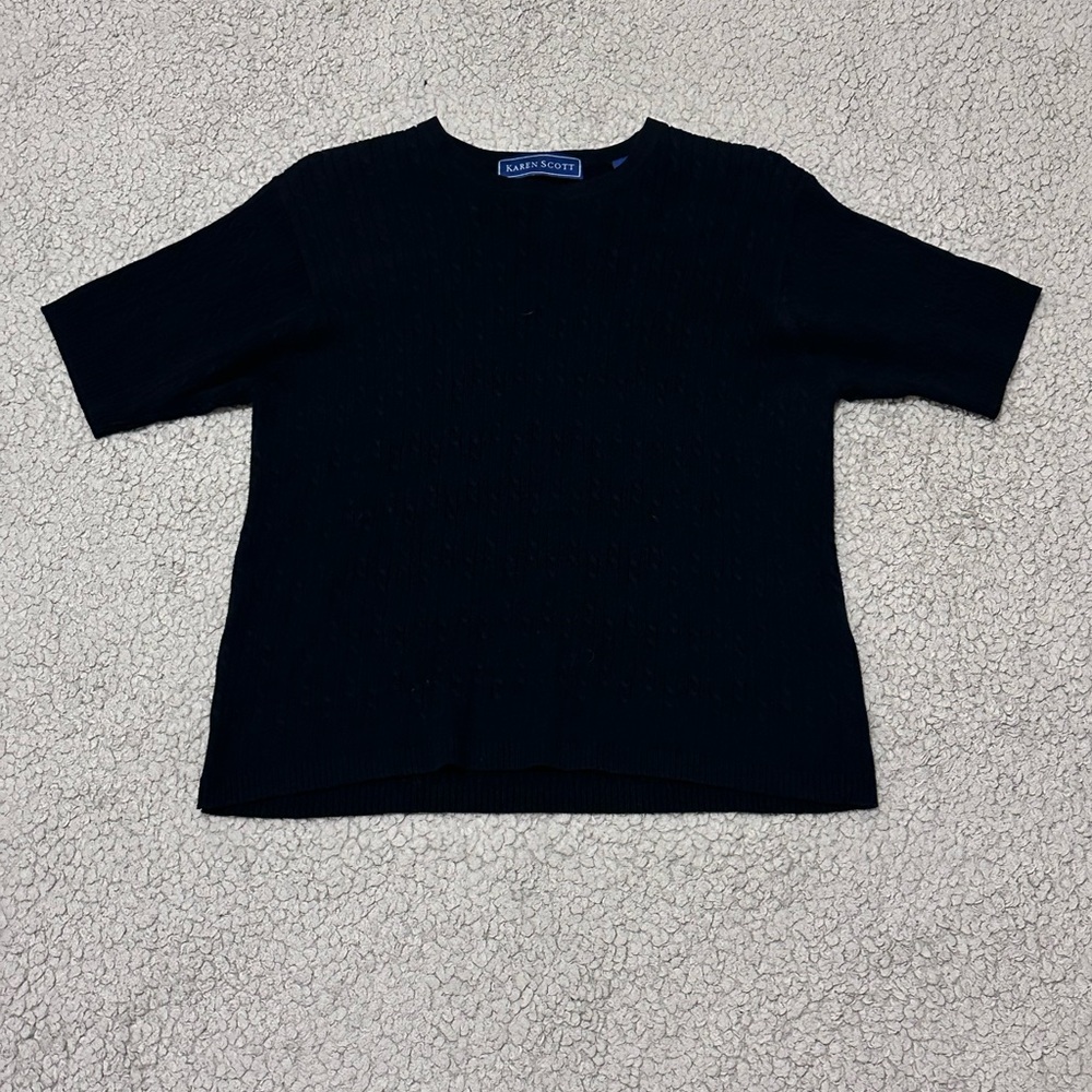 Karen Scott Navy Knit Top